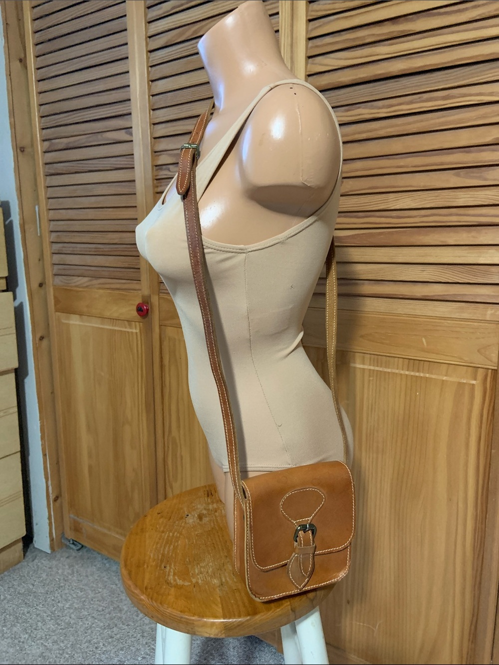 Handmade Tan Leather Crossbody Bag tiny messenger